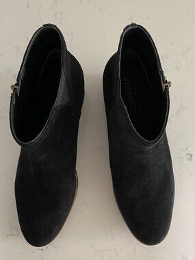 Vionic Hazal Water Repellent Side Zip Gripper Wedge Heel Suede Boots Black Sz 10